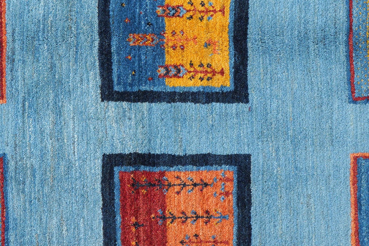 GABBEH-TEPPICH handgeknüpft Rizbaf Blau 204/150 cm Schurwolle - Blau, Textil (150/204cm) - Looma