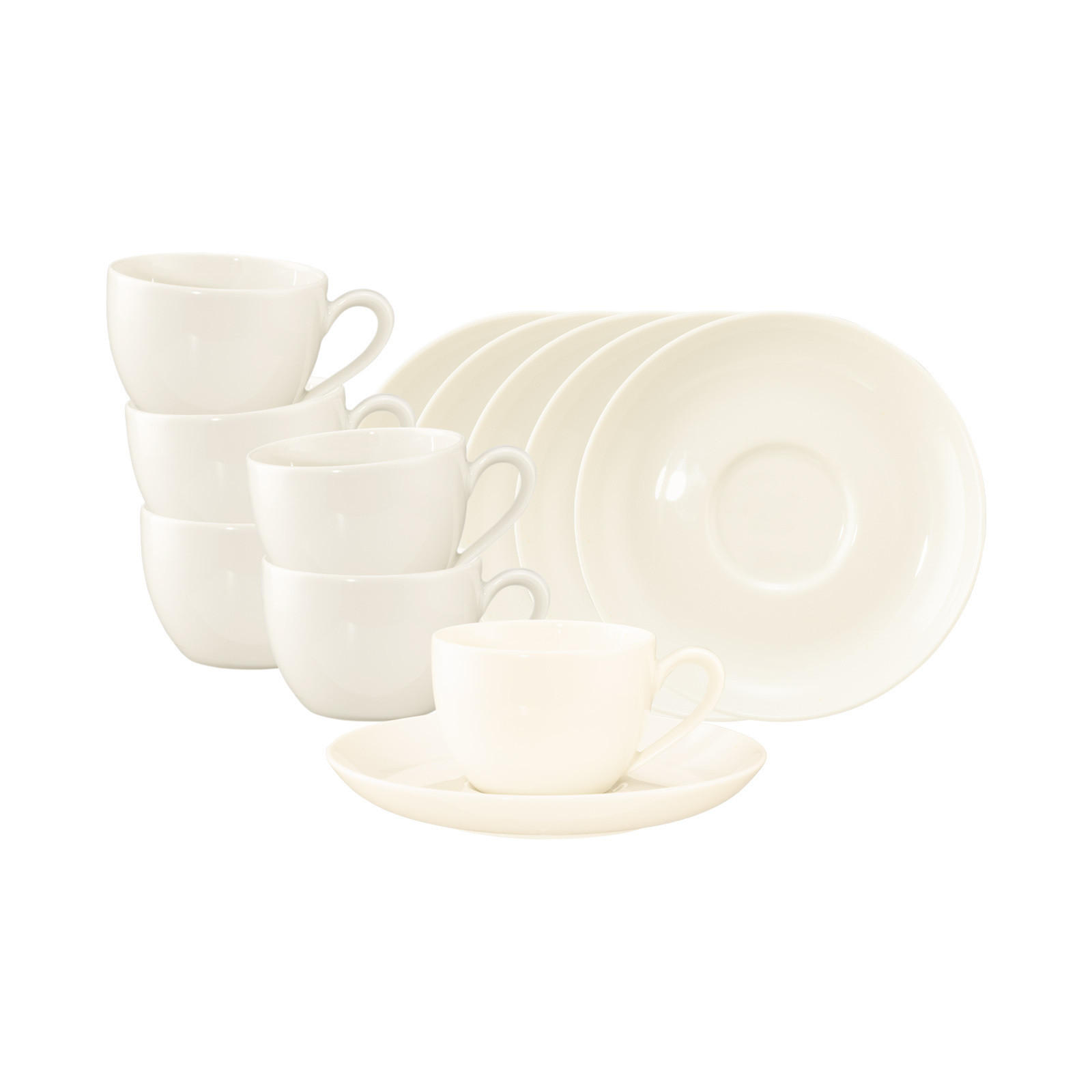 ESPRESSOTASSEN MIT UNTERTASSEN Savona Fine Diamond creme 110 ml 6er Set - Creme, Keramik (13/6.8/13cm) - Seltmann Weiden