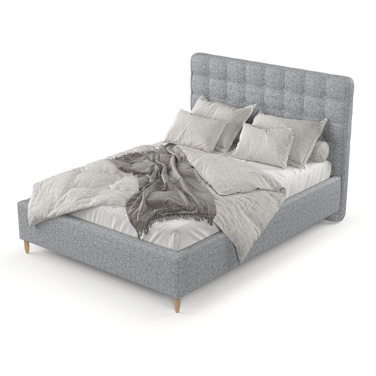 POLSTERBETT Paloma 160/200 cm Grau im Riva Stoff - Naturfarben/Grau, Holz/Holzwerkstoff (160/200cm) - AltaBeds