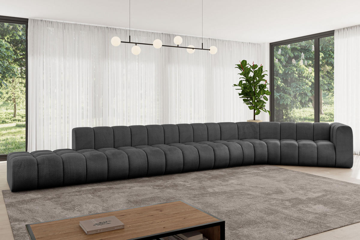 ECKSOFA modulares Sofa Tilmo-L3 - 581x194x70 cm Schwarz - Schwarz, Holzwerkstoff/Textil (581/194cm) - ALTDECOR