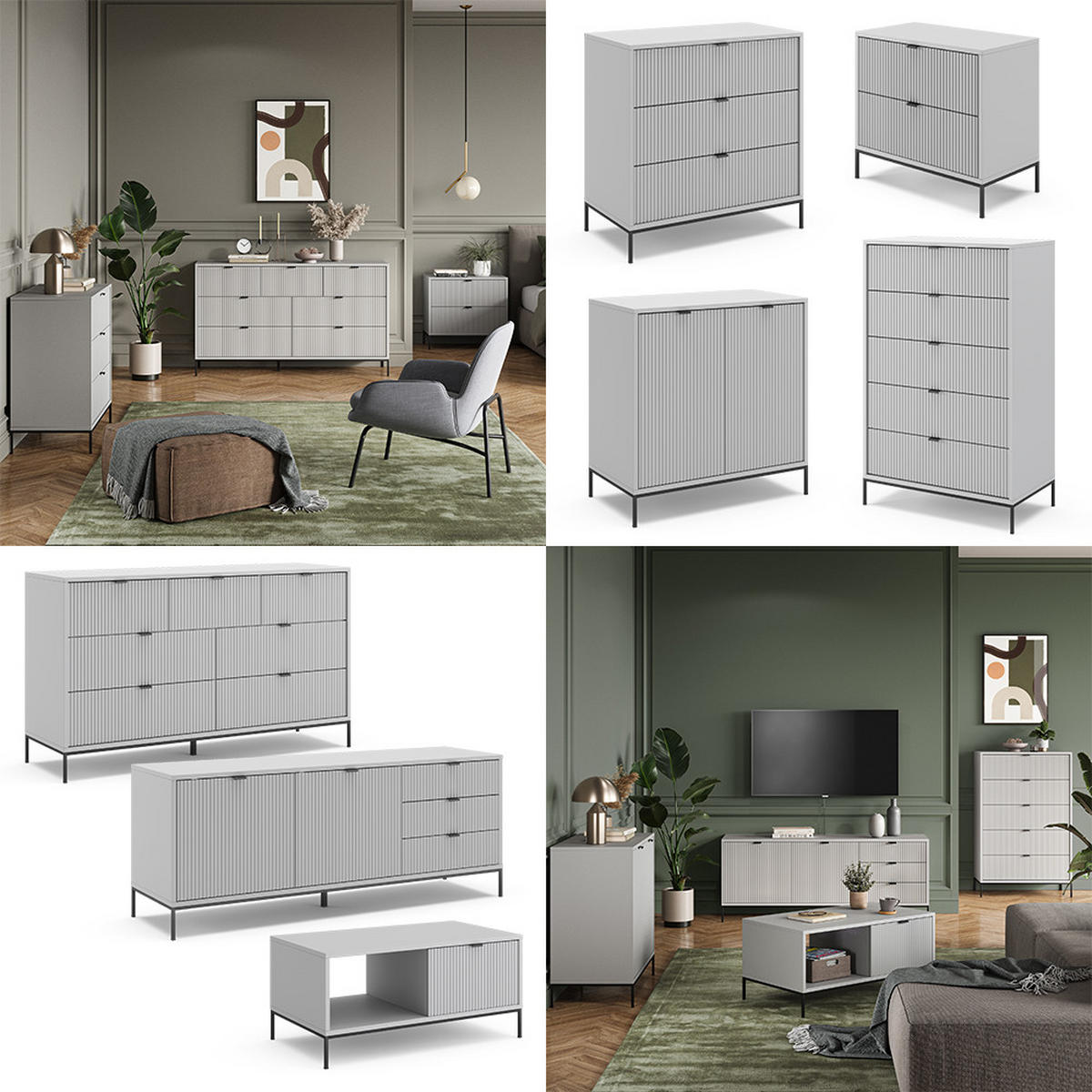 KOMMODE Eliza Grau 80 x 81.2 cm mit 3 Schubladen - Grau, Holzwerkstoff (42/81.2/80cm) - Vicco