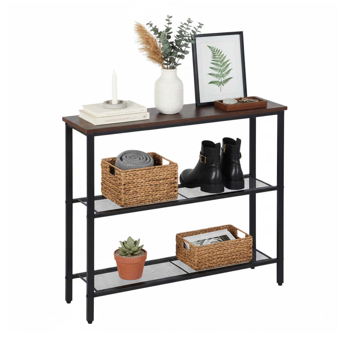 KONSOLENTISCH - Schwarz, Holzwerkstoff/Metall (23/80/75cm) - Relaxdays