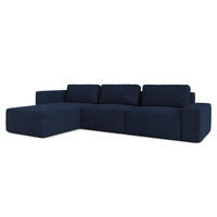 ECKSOFA L Form Arkleton Blau 360/180/93 cm Links Stil & Komfort - Blau/Schwarz, Kunststoff/Textil (180/360cm) - AX Living