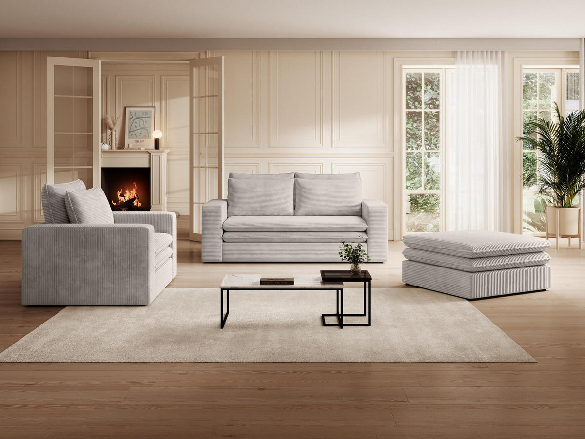 SITZPOUF TILIA Beige 85x85x43 cm - Beige, Textil (85/43/85cm) - FURNLUX