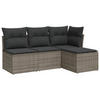LOUNGEGARNITUR mit Auflagen, 117/172 cm, aus Poly Rattan, Grau, 4-teiliges Set - Grau, Kunststoff - vidaXL