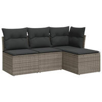LOUNGEGARNITUR mit Auflagen, 117/172 cm, aus Poly Rattan, Grau, 4-teiliges Set - Grau, Kunststoff - vidaXL