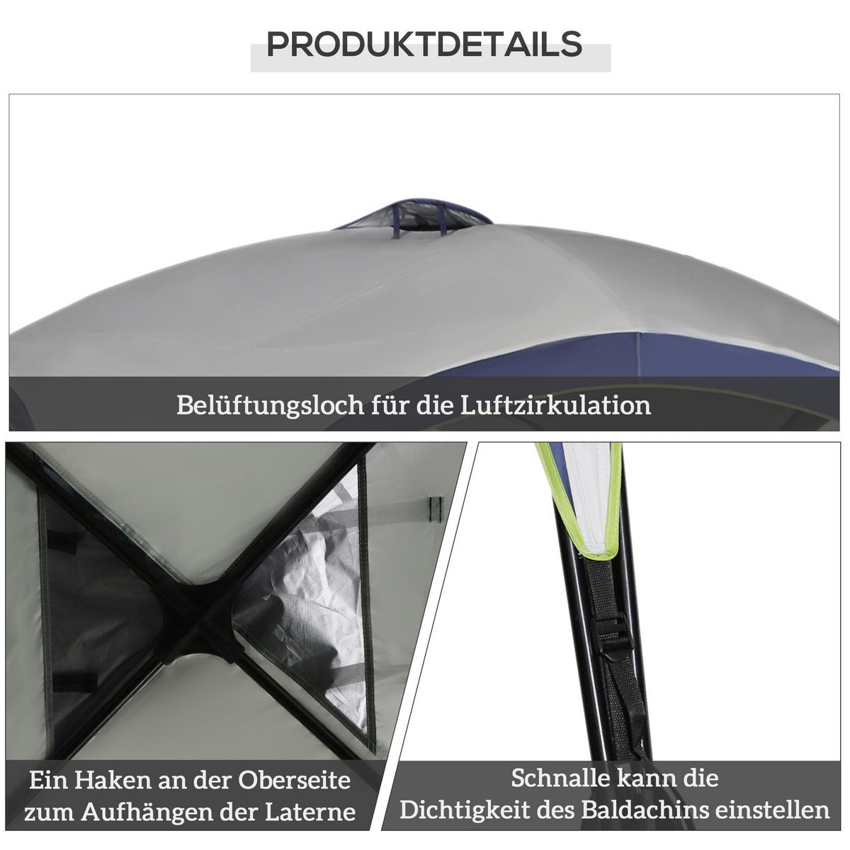 GARTENZELT Cremeweiß, Polyester, Metall - Creme, Kunststoff (400/400cm) - Outsunny