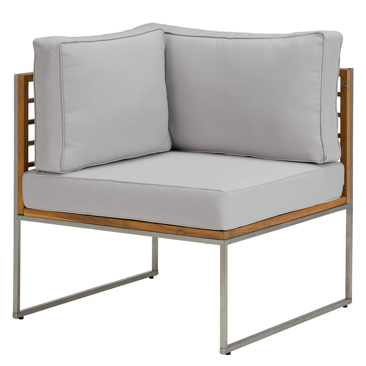 LOUNGESET - 5-teilig - Webstoff / Teak massiv - Hellgrau, Holz/Textil - home24