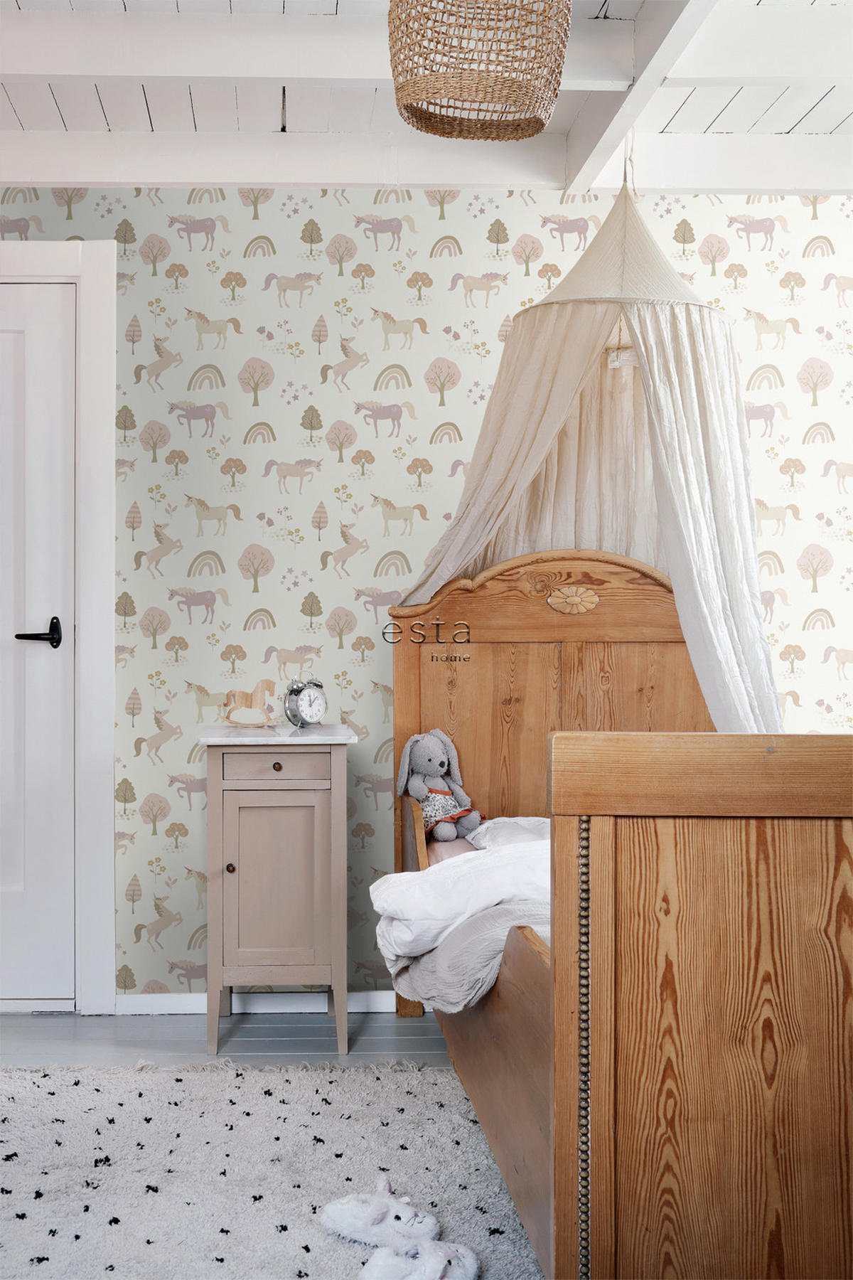 TAPETE Einhörner 53 cm x 10.05 m - Beige, Papier (53/0.1cm) - ESTAhome