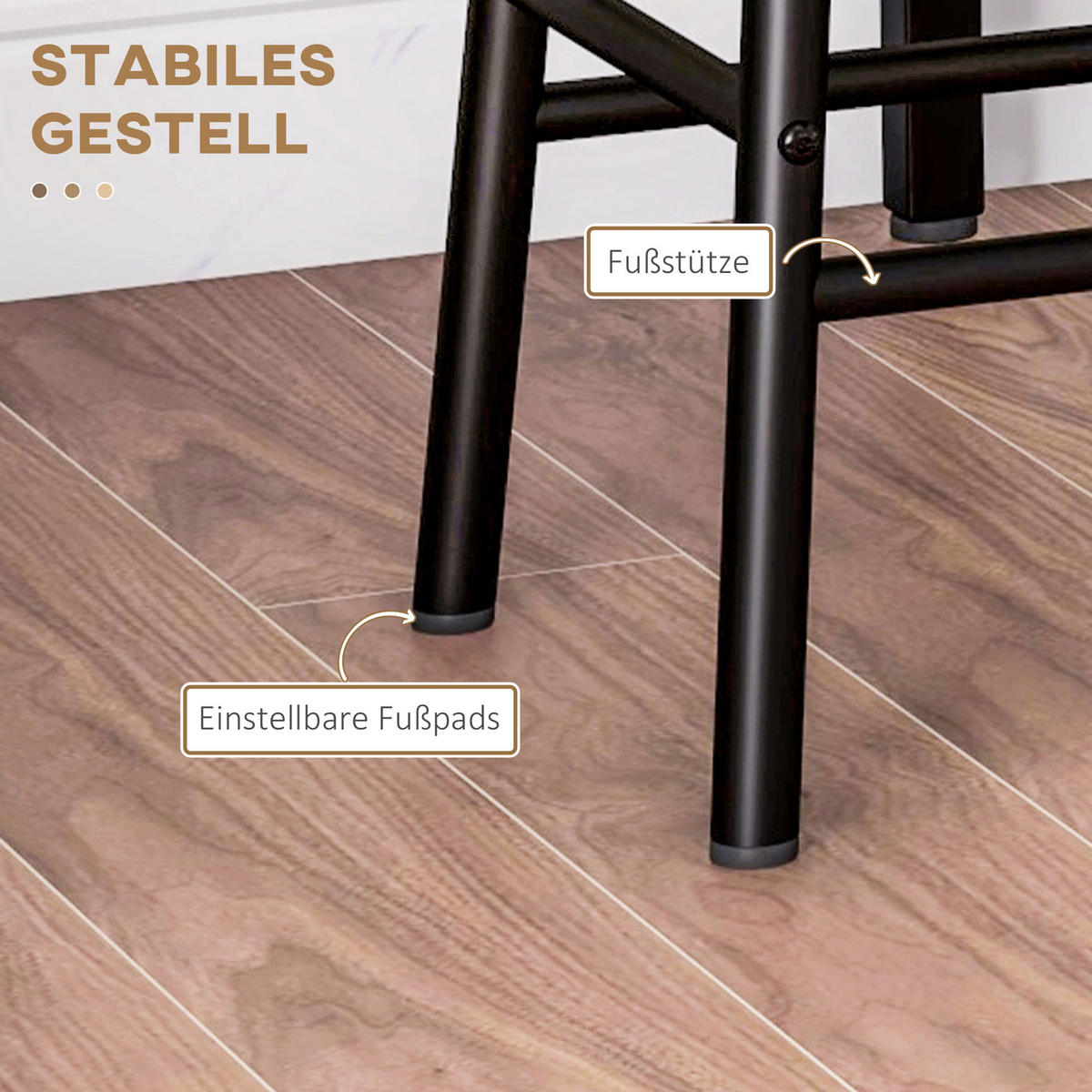 BARTISCH-SET, MDF, Stahl, Rustikal-Braun - Braun, Kunststoff (40/90/105cm) - HOMCOM