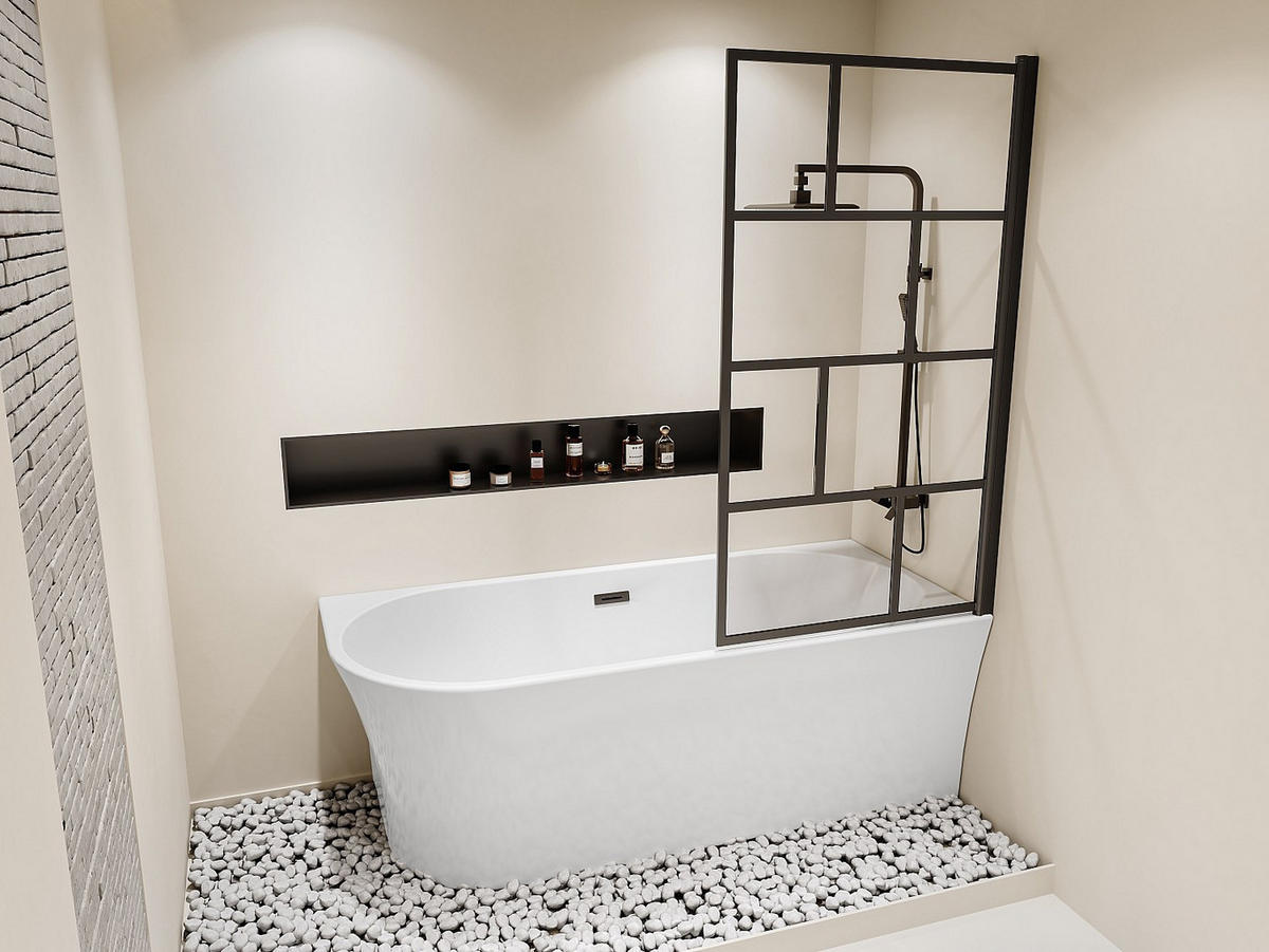DUSCHBADEWANNE - 1 -Sitzer - Acryl - weiß - PONTICOLA - Weiß, Kunststoff (150/59/75cm) - Vente-Unique