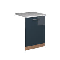 GESCHIRRSPÜLBLENDE Fame-Line Dunkelblau Hochglanz 60 cm , AP Marmor - Honigeiche/Dunkelblau, Holzwerkstoff (60/81.8/1.6cm) - Vicco