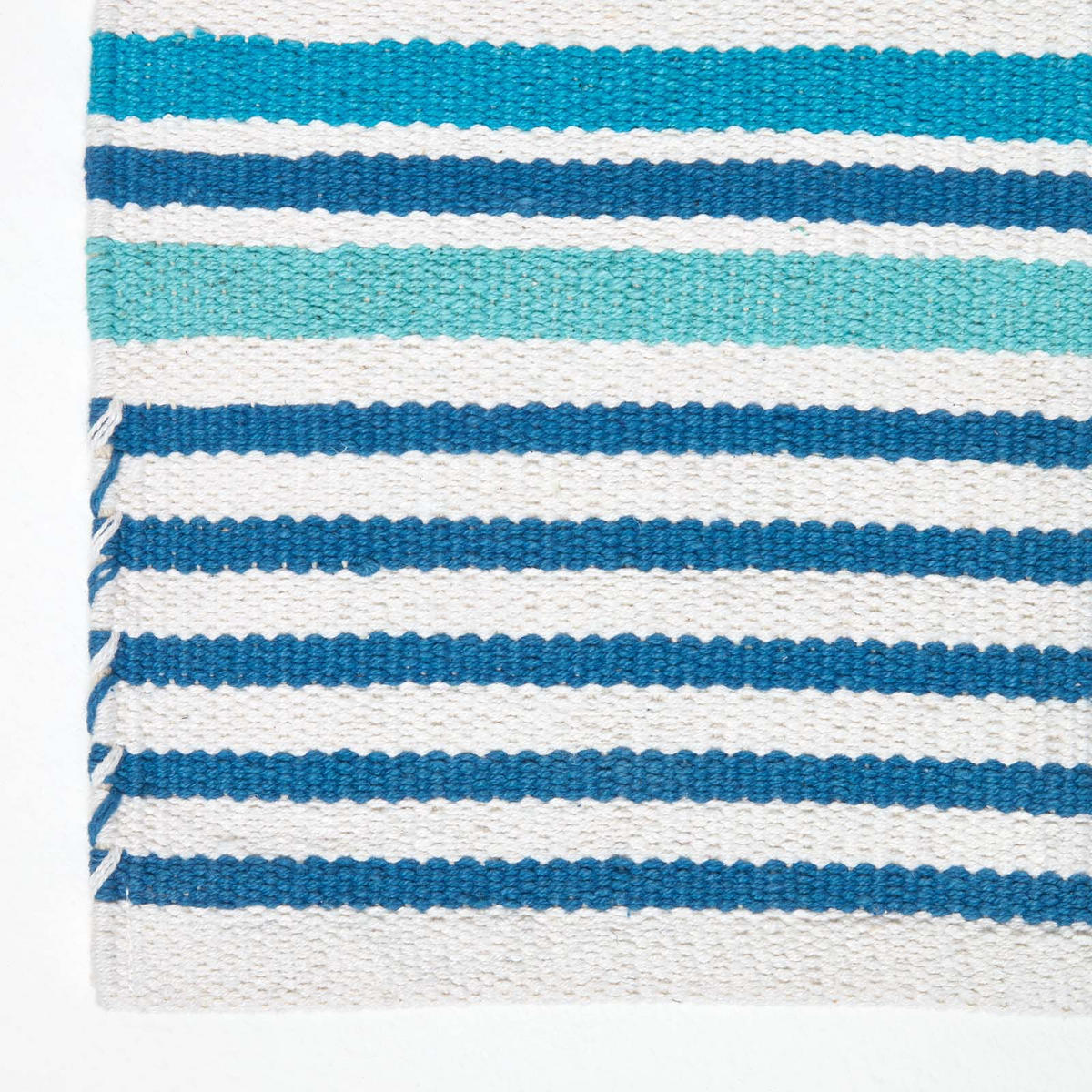 FLACHWEBETEPPICH-LÄUFER Baumwolle gestreift 66/200 cm - Blau, Textil (66/200cm) - Homescapes