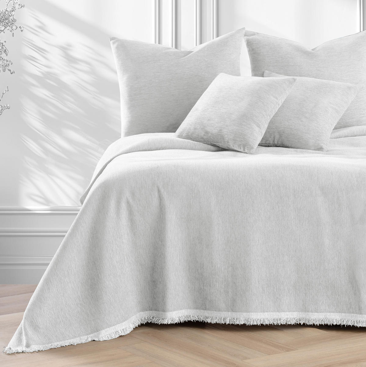 TAGESDECKE TALO mit Fransen Weiß 220x240 - Weiß, Textil (220/240cm)