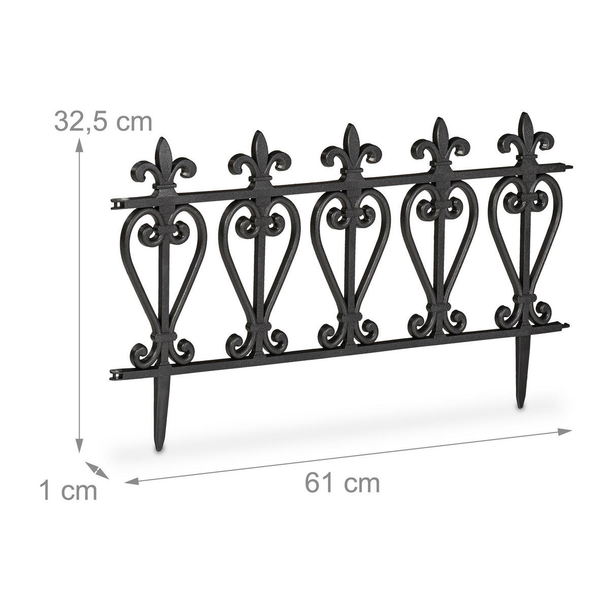6xBEETEINFASSUNG - Schwarz, Kunststoff (61/32.5/1cm) - Relaxdays