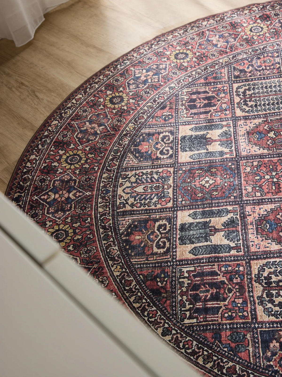 VINTAGE-TEPPICH George waschbar ø 160 cm rund - Rot/Multicolor, Kunststoff (160/160cm) - benuta
