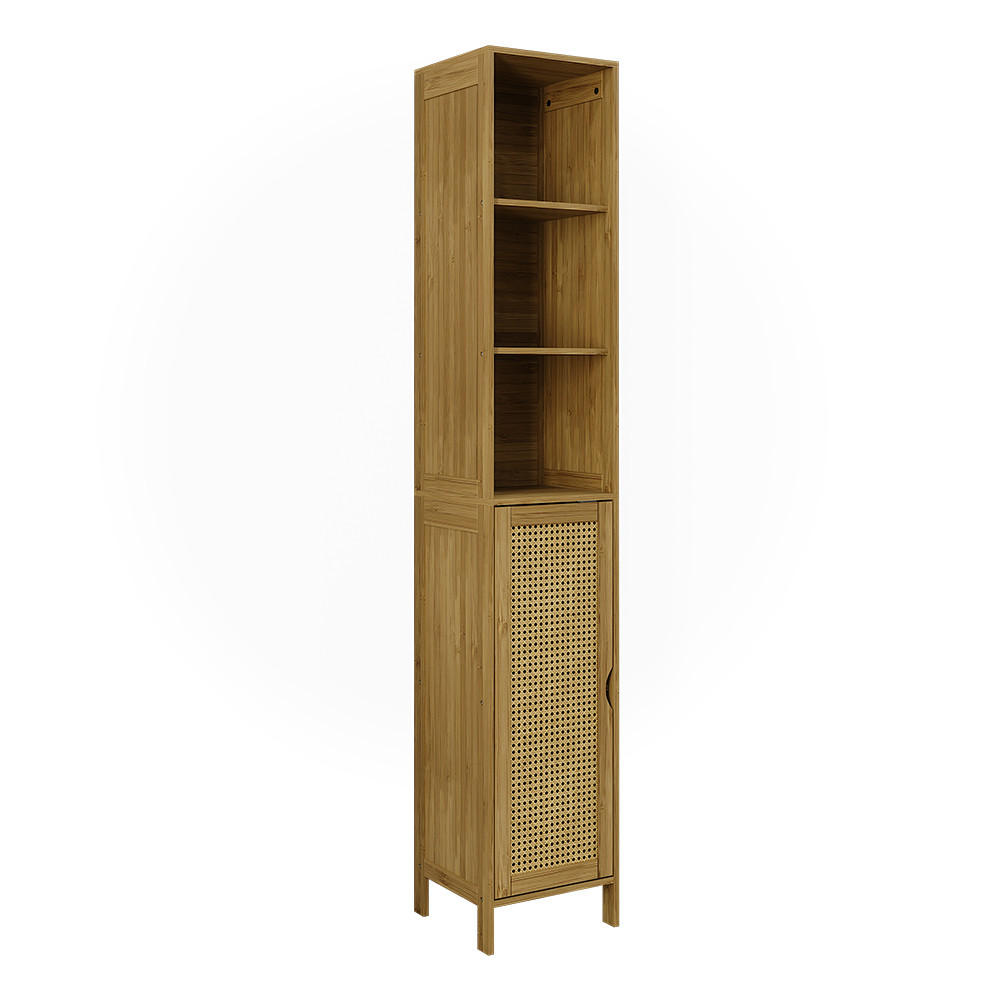 BADSCHRANK Liora Bambus 30 x 170 cm - Grün, Holzwerkstoff (30/170/29cm) - Vicco