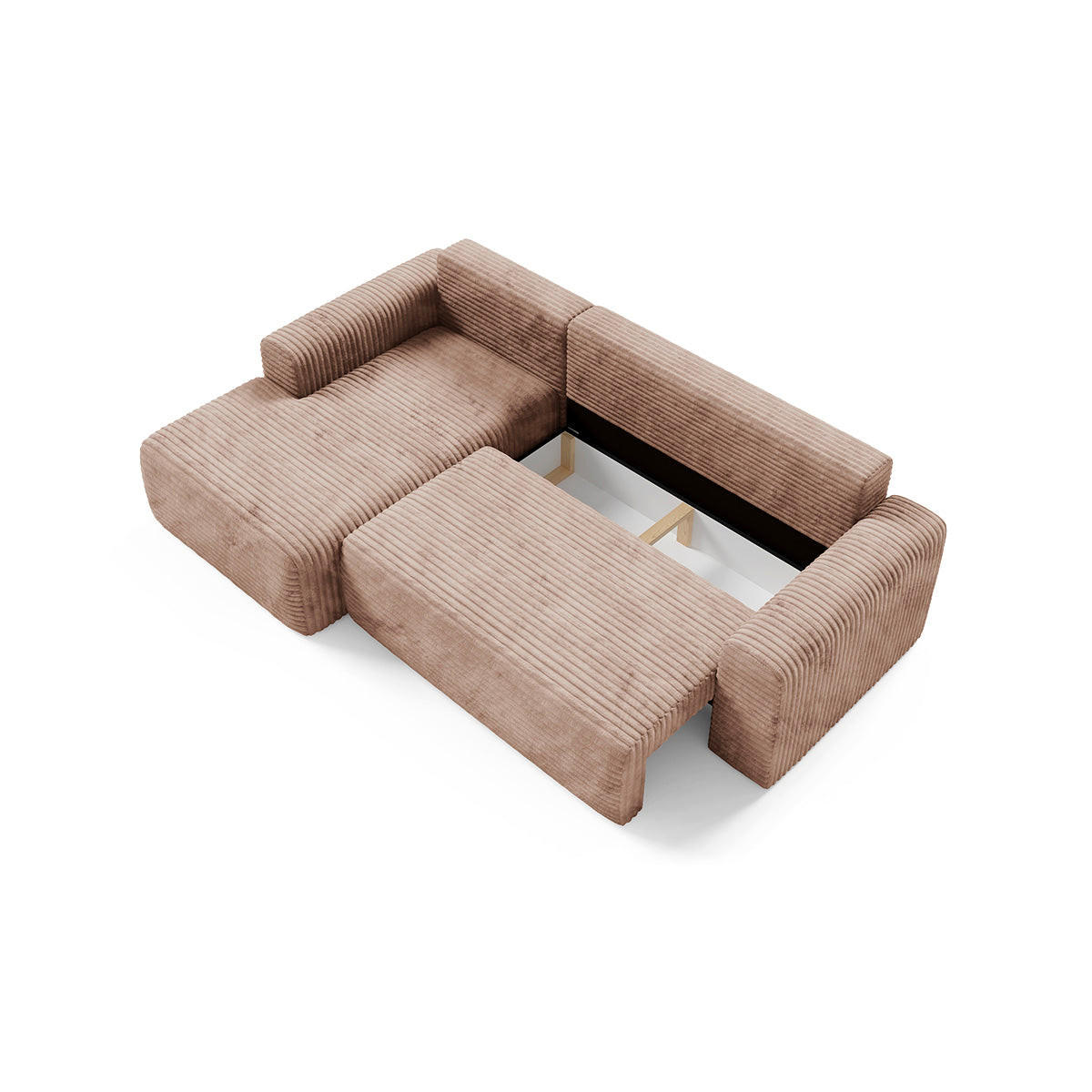 ECKSOFA Romeo 3 Sitzplätze Hellbraun - Braun, Holz (268/163cm) - Petits-meubles