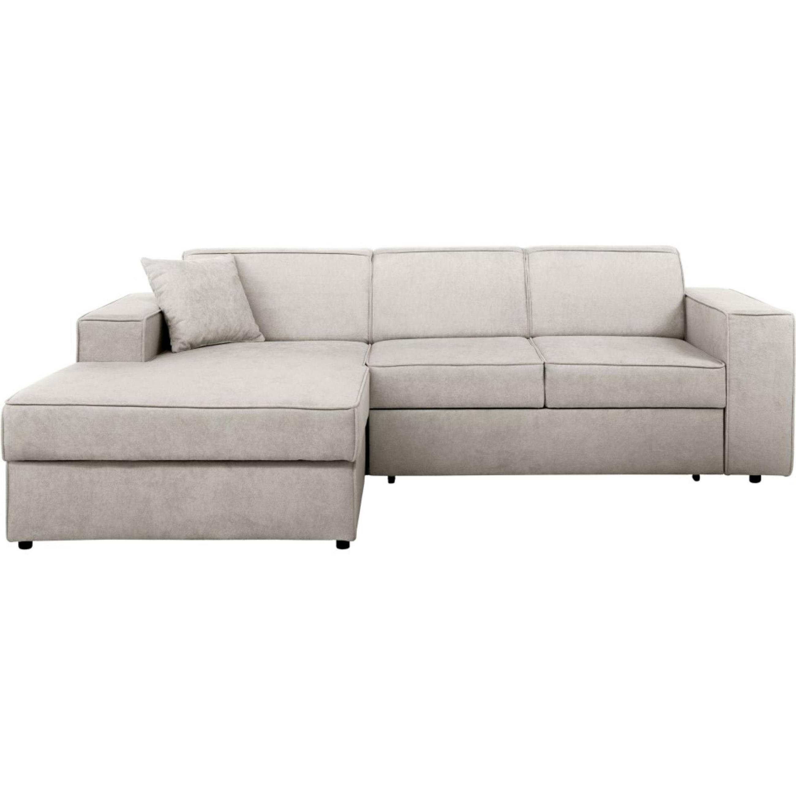 ECKSCHLAFSOFA mit Schlaffunktion Pedro L beige links - Beige/Schwarz, Kunststoff/Textil (267/160cm) - Beautysofa
