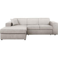 ECKSCHLAFSOFA mit Schlaffunktion Pedro L beige links - Beige/Schwarz, Kunststoff/Textil (267/160cm) - Beautysofa