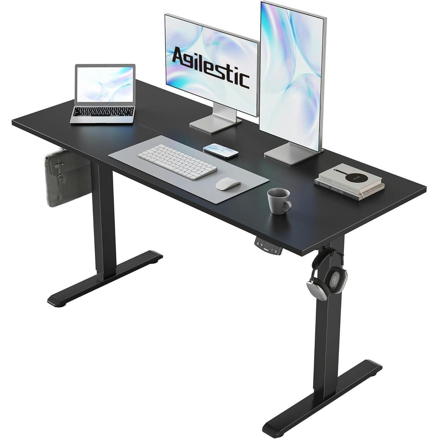 SCHREIBTISCH Höhenverstellbar Elektrisch 120 x 60 cm Schwarz - Schwarz, Metall (120/60/75cm)