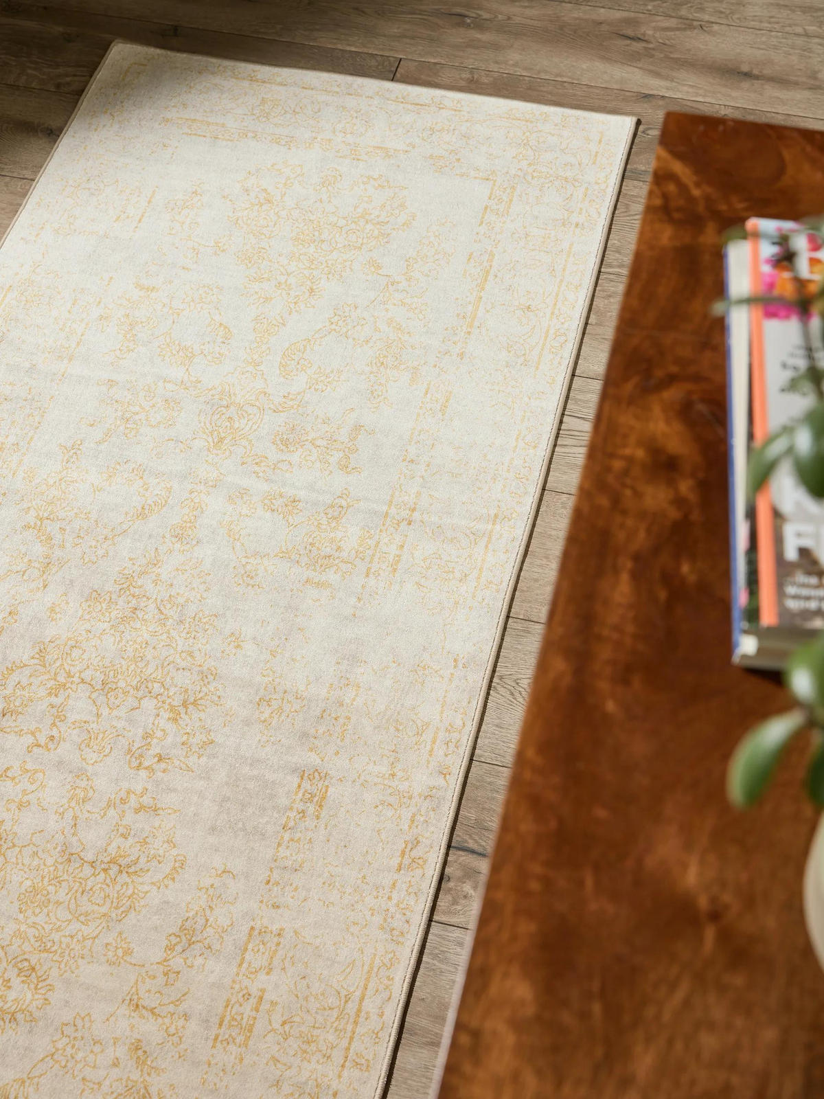 VINTAGE-LÄUFER Miray waschbar 80/240 cm - Beige/Gelb, Kunststoff (80/240cm) - benuta Nest