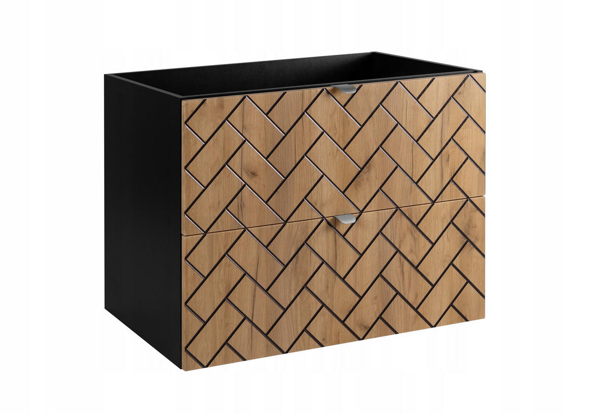 WASCHBECKUNTERSCHRANK TREND Craft Eiche/Schwarz Matt 80/46/60 cm - Eichefarben/Schwarz, Holzwerkstoff (80/60/46cm) - Rodan