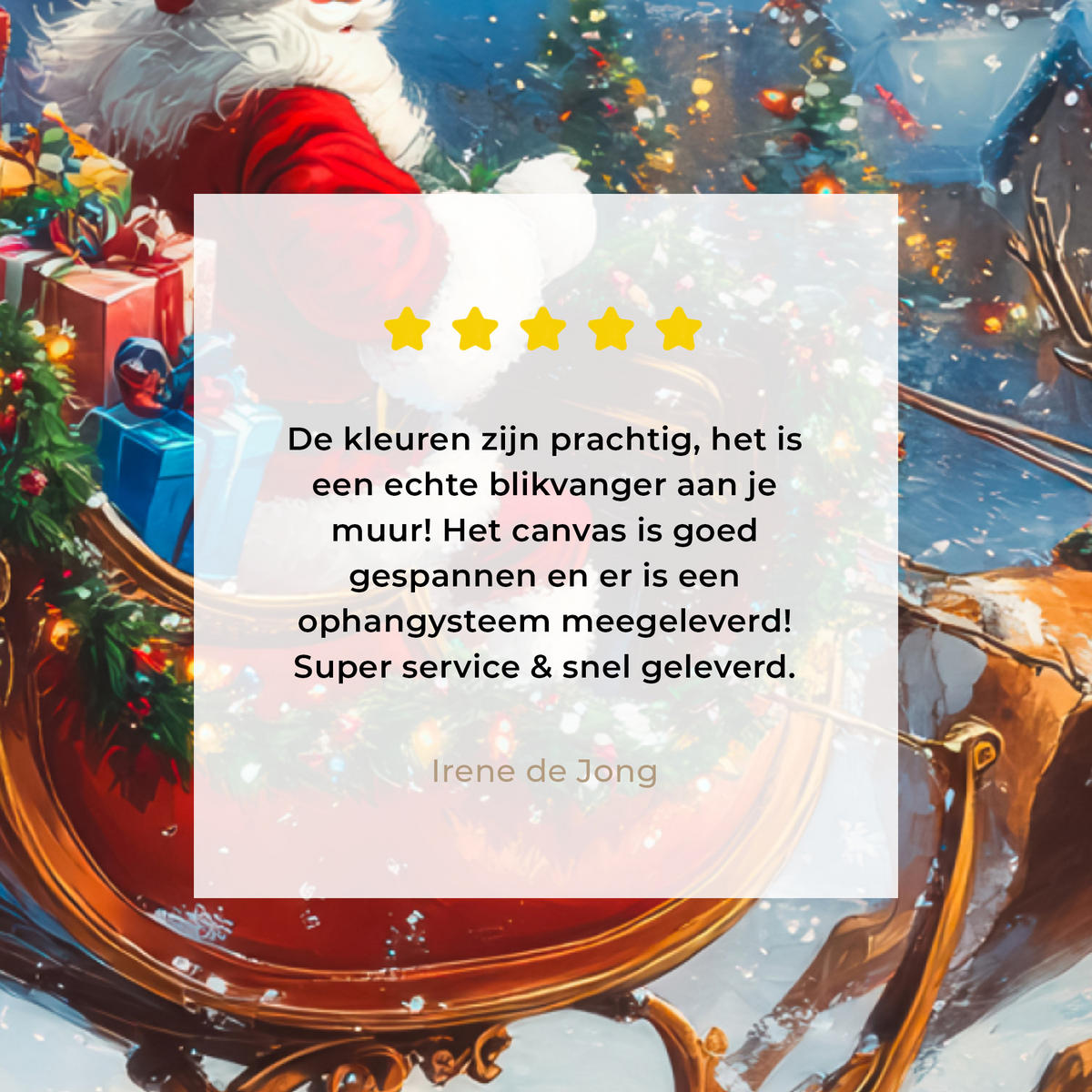 LEINWANDBILD Weihnachtsmann - Rentier - Weihnachten - Schnee Wandbild 40x30 cm - Cognac, Textil (40/30cm) - MuchoWow