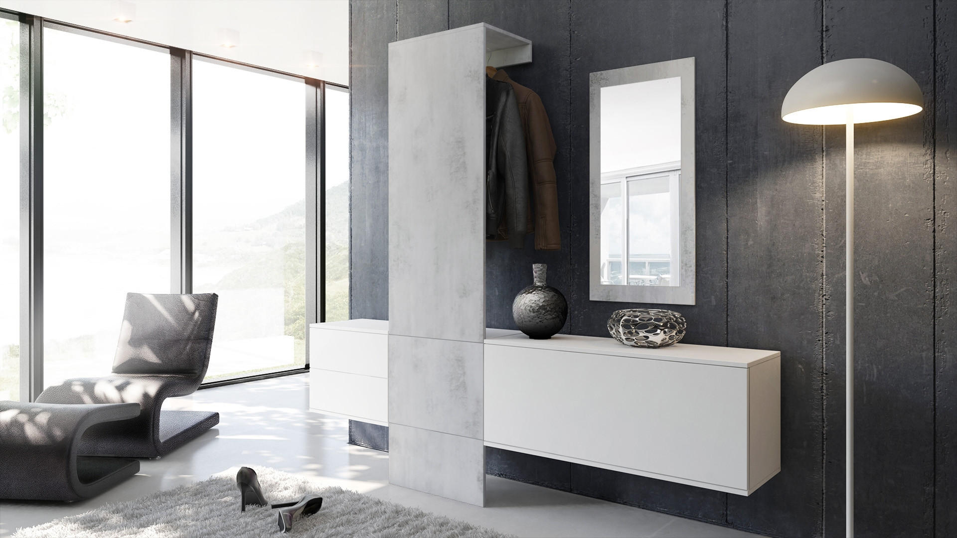 GARDEROBE Carlton - Hellgrau, Holzwerkstoff (208/193/35cm) - Vladon