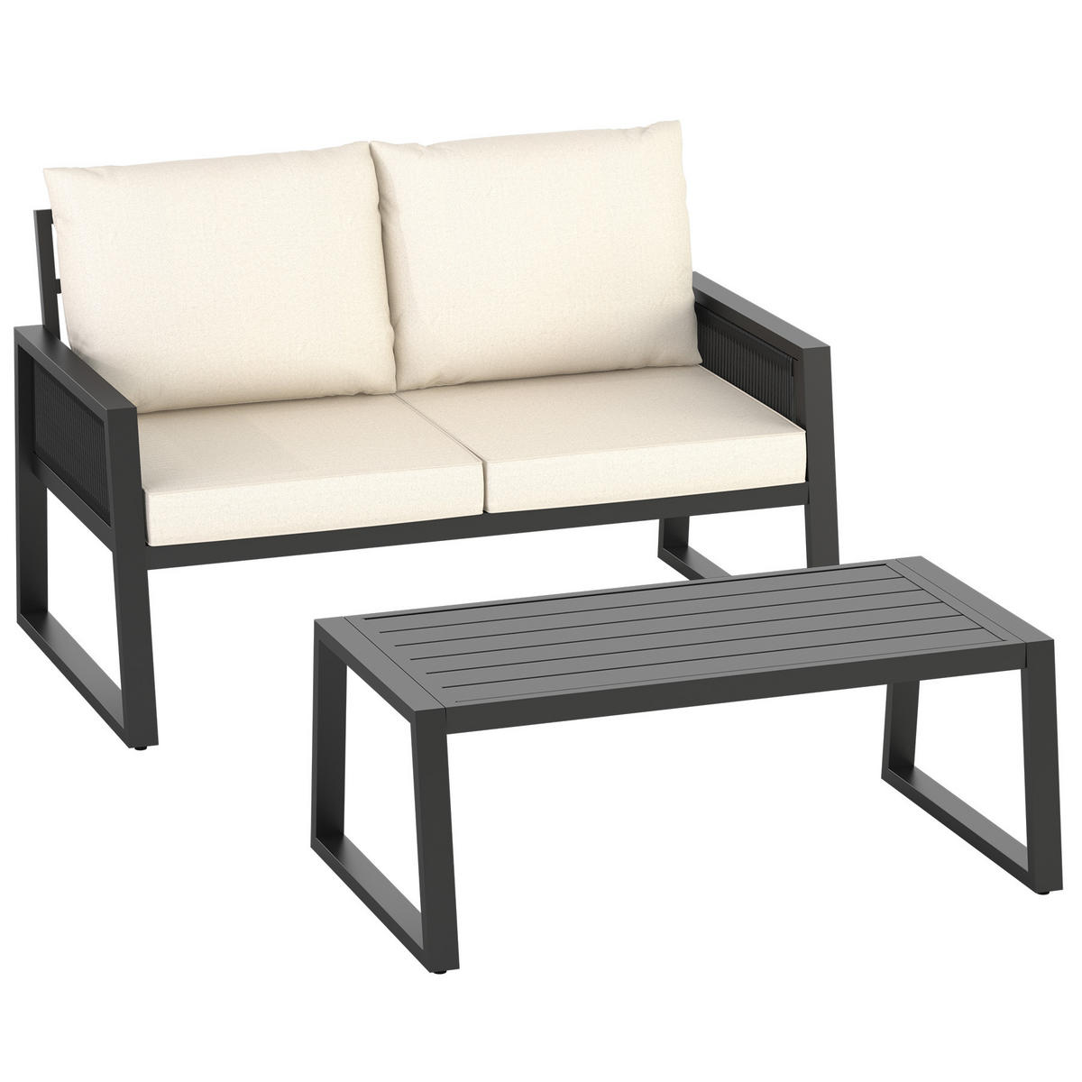 GARTENLOUNGE-SET Captive,höhenverstellbare Füße,anthrazit - Anthrazit, Kunststoff/Metall - tectake