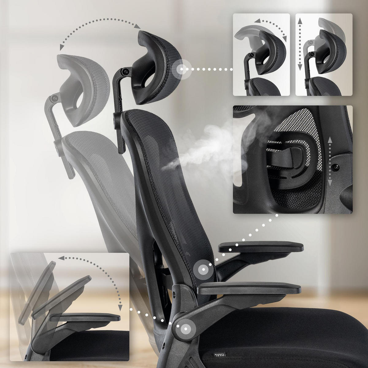 BÜROSTUHL Aeronix schwarz - Schwarz, Kunststoff/Metall (57/125/66cm) - TPFLiving