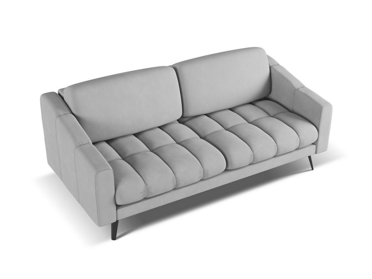 3-SITZER SOFA Chenille Stoff Grau - Hellgrau/Schwarz, Textil/Metall (202/80/95cm) - Makamii