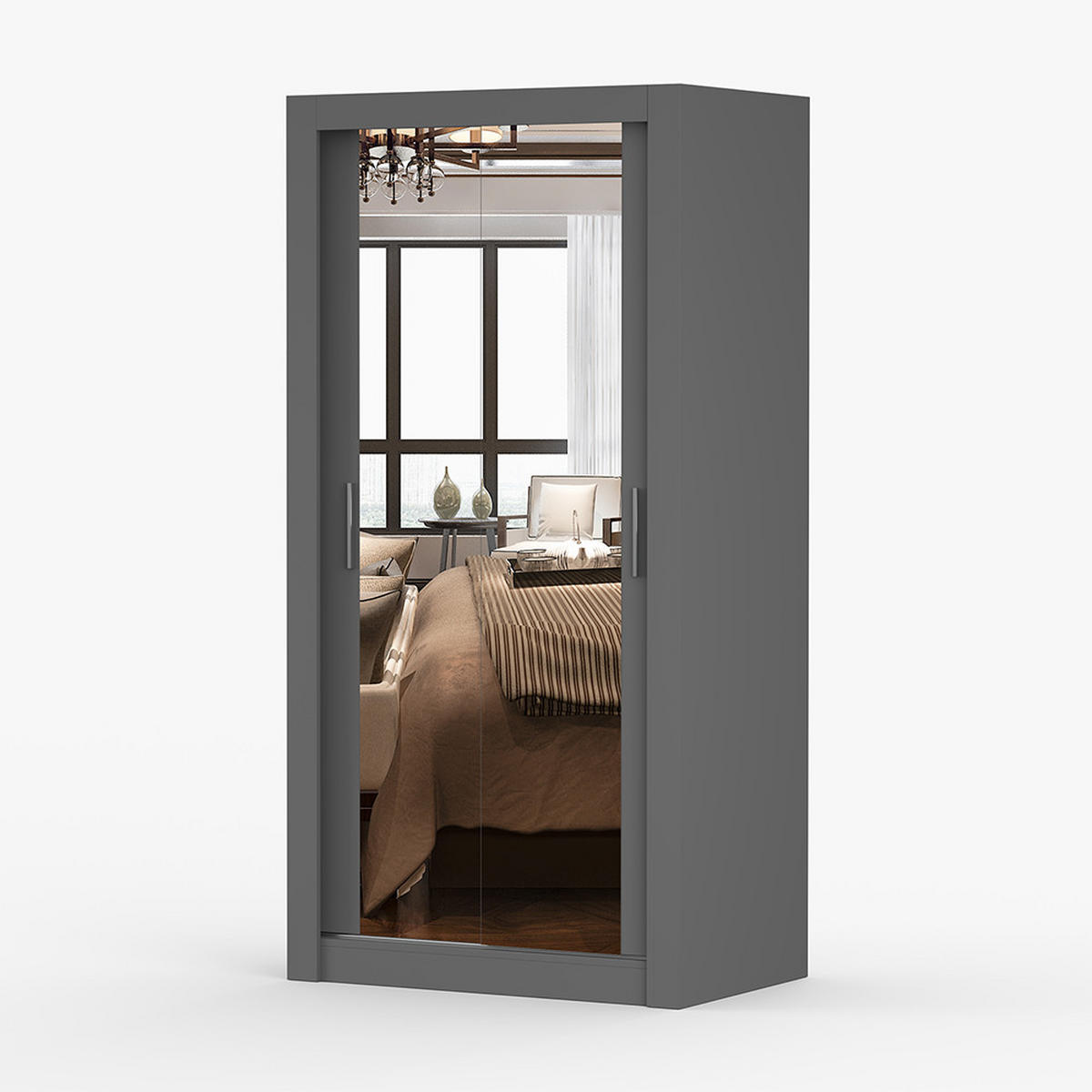 SKŘÍŇ s otočnými dveřmi Milan 100 cm 100/200/64 cm, 2dveřová, šedé - šedá, kompozitní dřevo (100/200/64cm) - imoebel24