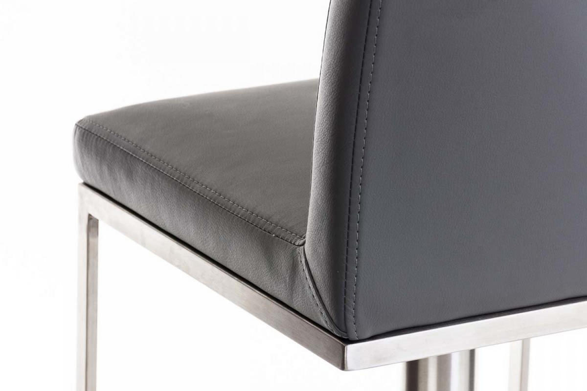 BARHOCKER 2er Set Lederlook Grau - Edelstahlfarben/Grau, Textil/Metall (42/86/44cm) - CLP