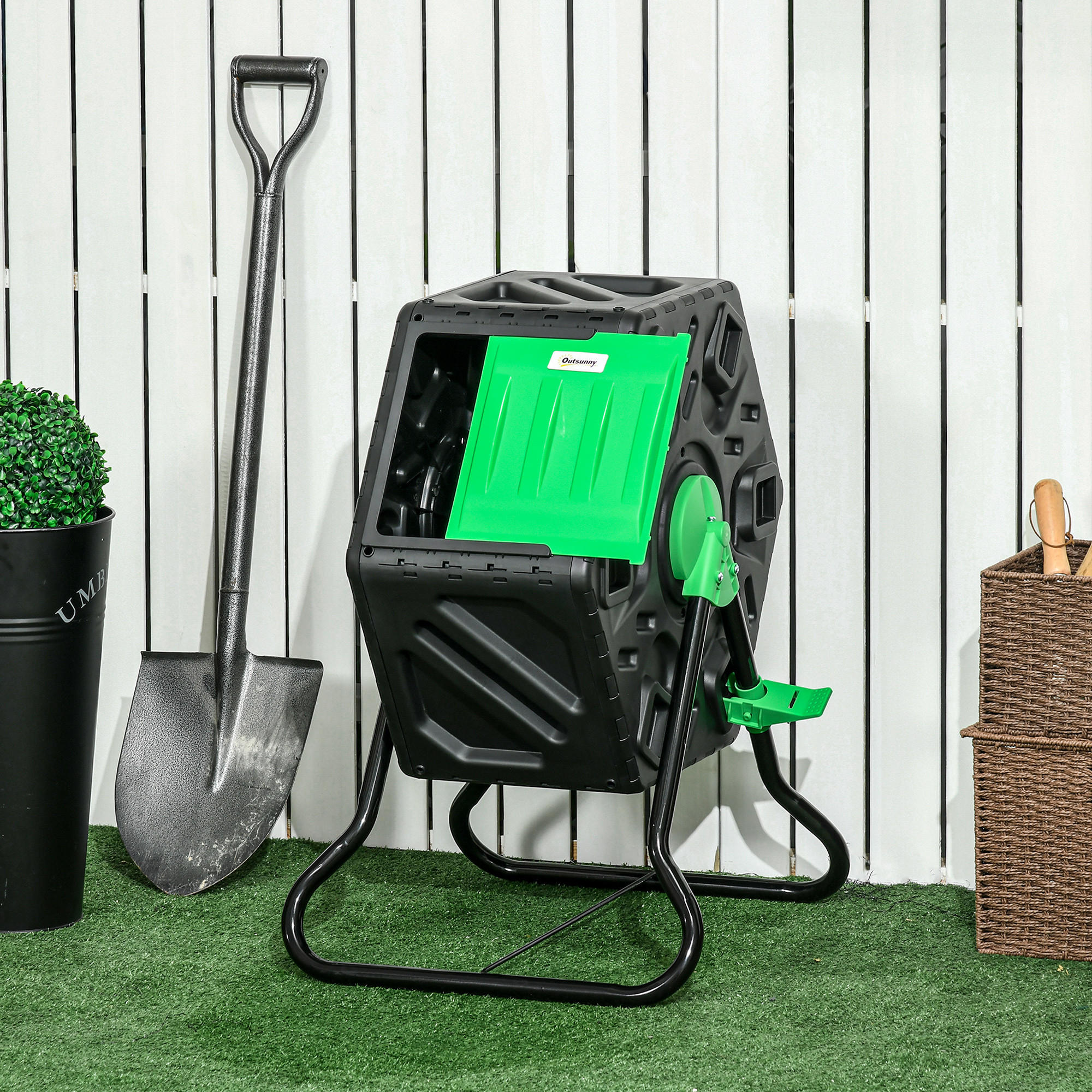 KOMPOSTER aus Kunststoff, 60 Liter - Schwarz, Metall (49/77/60cm) - Outsunny