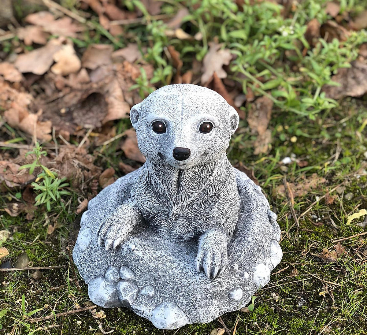 STEINFIGUR Erdmännchen im Hügel, massiver Steinguss, Frostfest - Grau, Stein (18/16/18cm) - stoneandstyle
