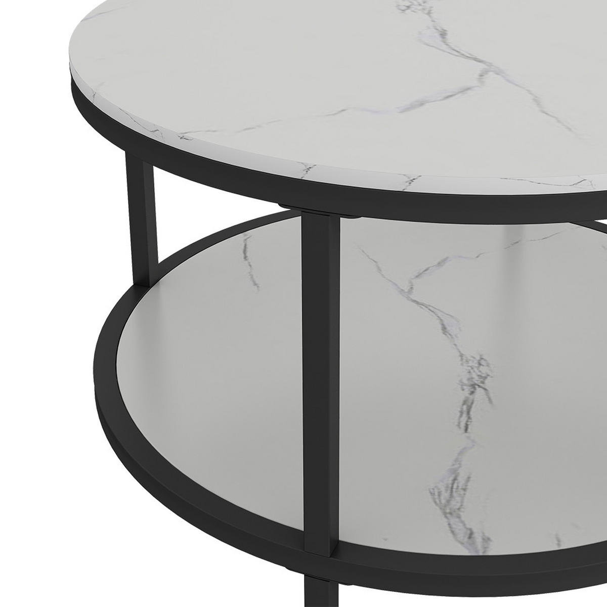 COUCHTISCH Ontario Marmor Weiß 80 x 80 cm Rund - Weiß, Holzwerkstoff (80/80/46cm) - Vicco