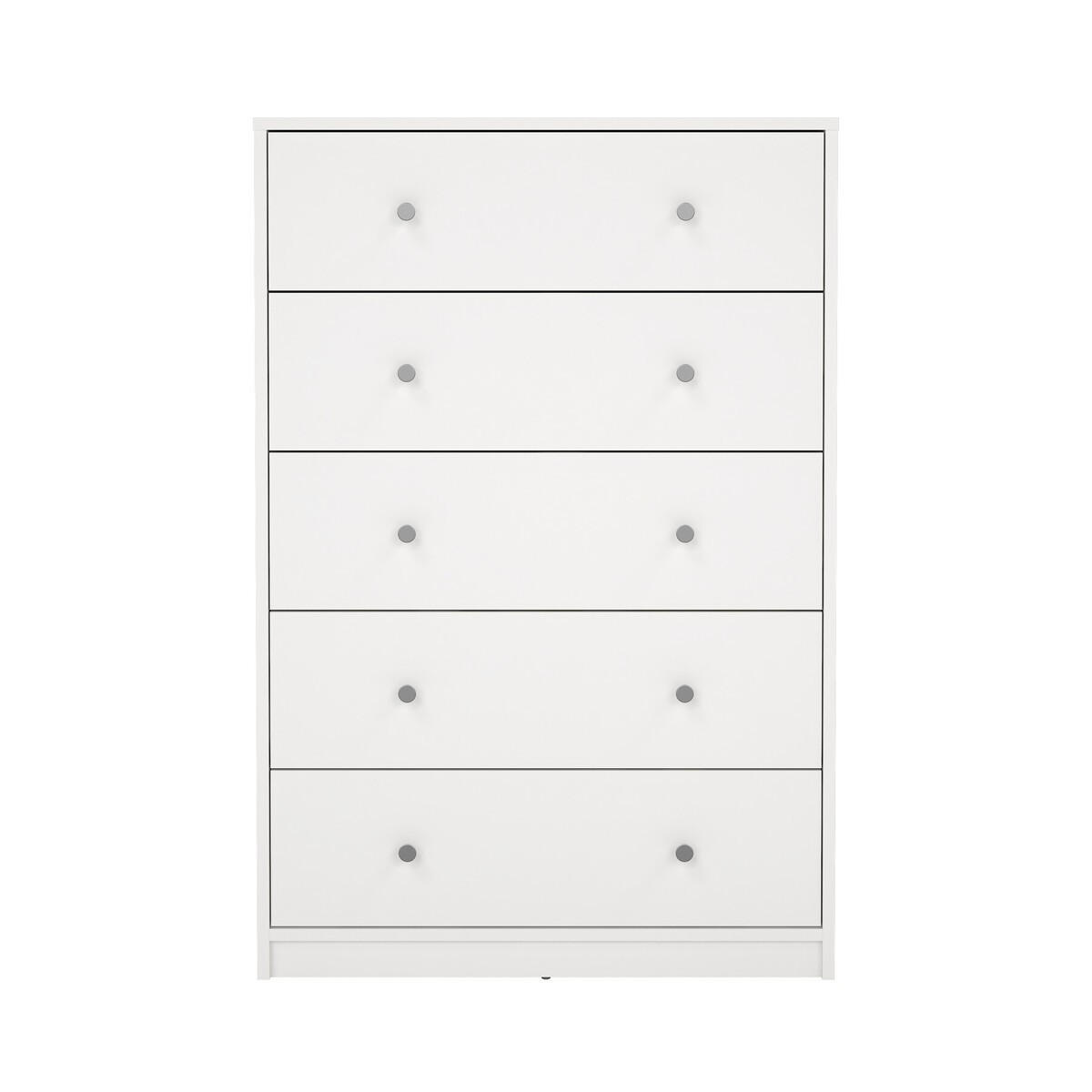 52. KOMMODE mit 5 Schubladen weiß lise 72,4/29,8/108,1 cm - Weiß, Holzwerkstoff (29.8/108.1/122.2cm) - Calicosy