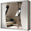 SCHWEBETÜRENSCHRANK Vox 240/216/61 weiß mit Spiegel und Schubladen - Weiß, Holzwerkstoff (240/216/61cm) - Beautysofa