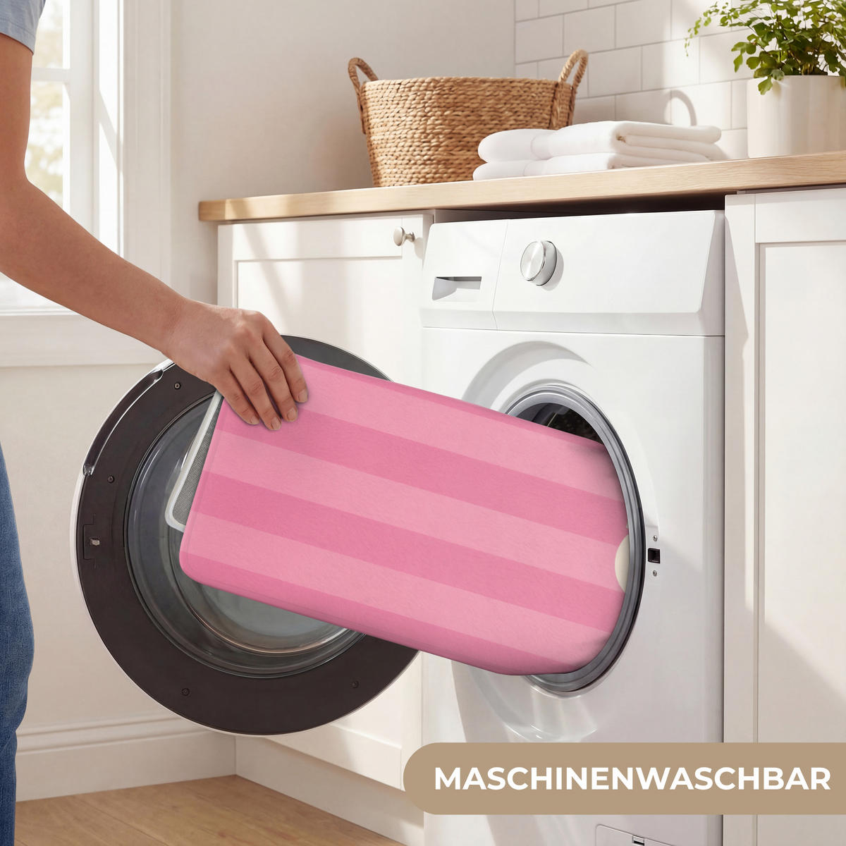 KOUPELNOVÁ PŘEDLOŽKA Pruhované - růžové - Chéri 60x120 cm - růžová, textil/plast (60/120cm) - OnlyWow