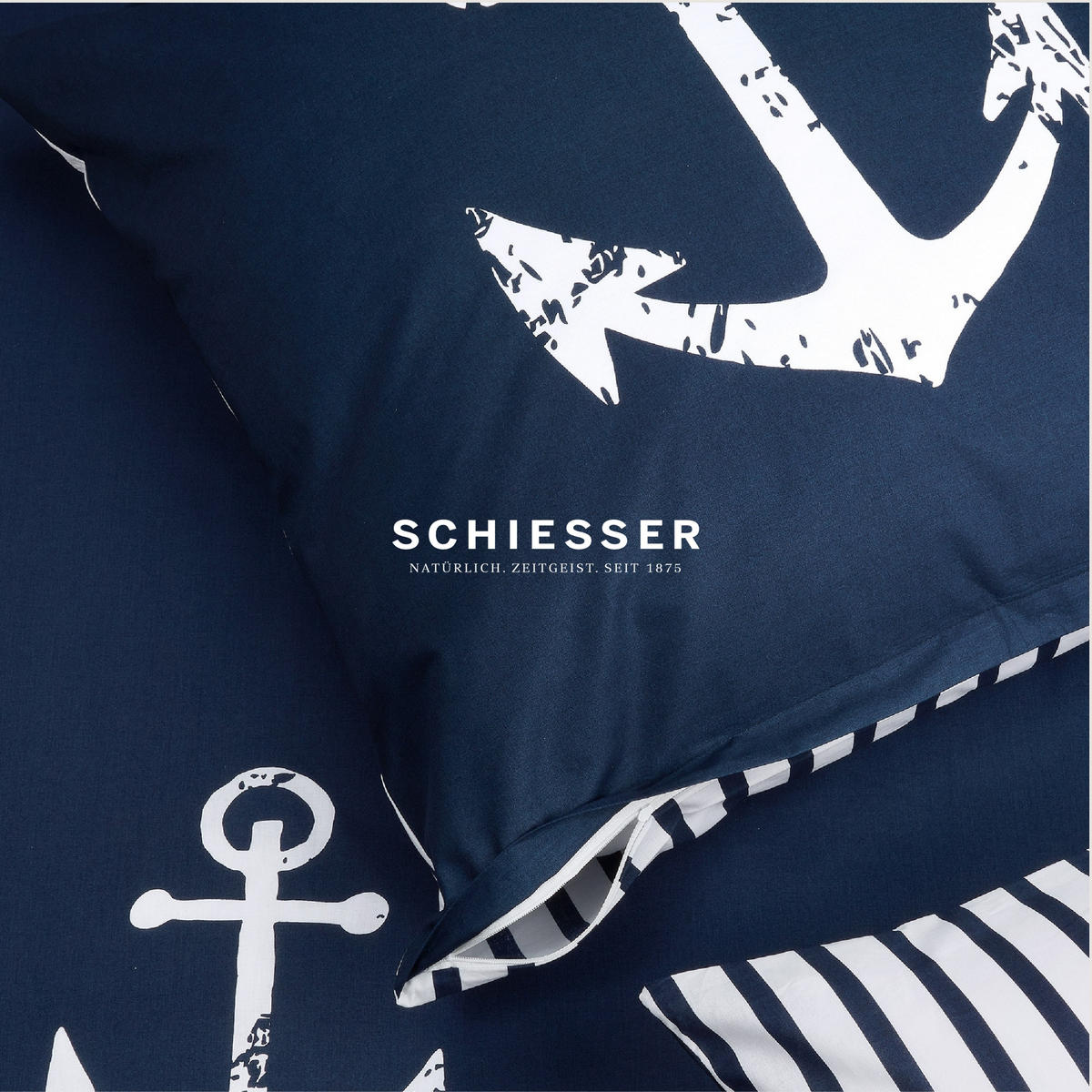 BETTWÄSCHESET Marina - Renforcé - 2-teilig - 155 x 220 cm - Dunkelblau - Dunkelblau, Textil (155/220cm) - SCHIESSER