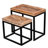 COUCHTISCH Lecce - 2er Set - Mangoholz natur - Schwarz/Braun, Holz/Metall (50/45/30cm) - bene living