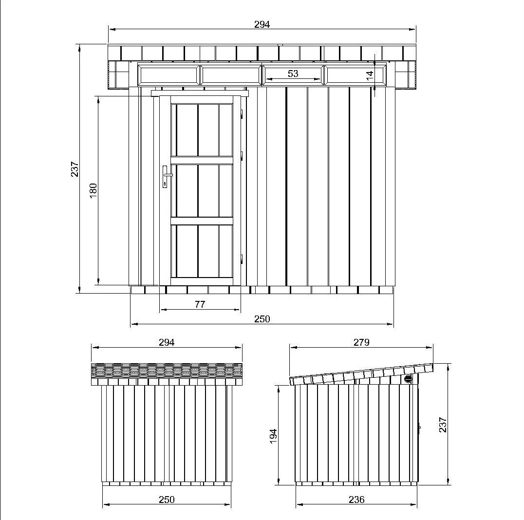 HOLZ-GARTHENHAUS basis LP SmartSide 5,9m² mit B279xL293xH239 cm - M903 - TUNDRA GREY - Grau, Holz (294/237/279cm) - Timbela