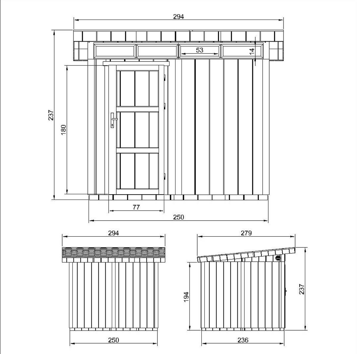 HOLZ-GARTHENHAUS basis LP SmartSide 5,9m² mit B279xL293xH239 cm - M903 - CAVERN STEEL - Dunkelgrau, Holz (294/237/279cm) - Timbela