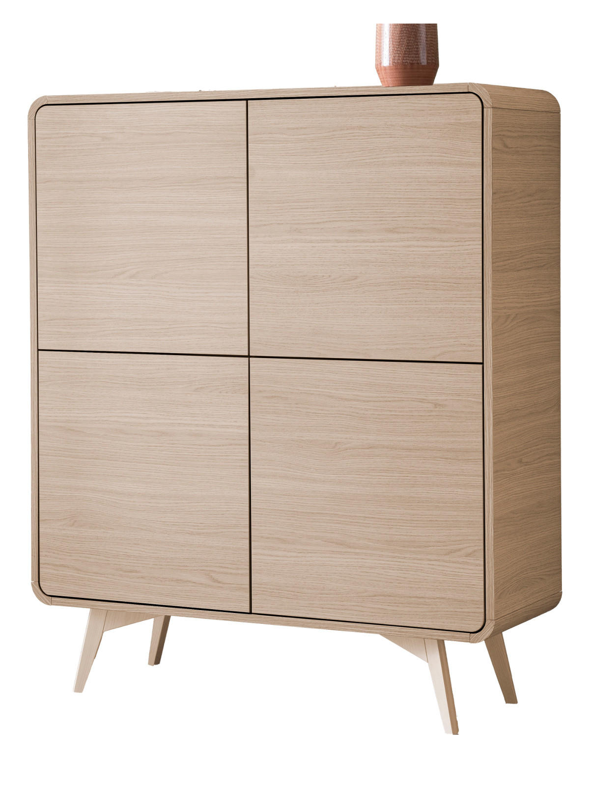 HIGHBOARD Eiche natur skandinavisch 108 cm, Kommode mit Push-to-Open - Eichefarben, Holz/Holzwerkstoff (108/130/39cm) - Furn.Design