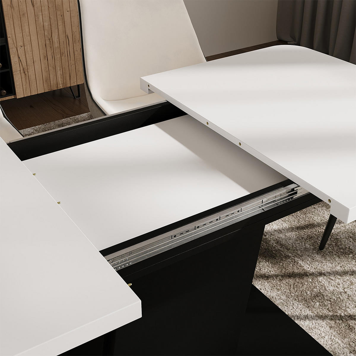 ROZKLÁDACÍ JÍDELNÍ STŮL Fenaro Bílá/černá - bílá/černá, kompozitní dřevo (80/120/77.3cm) - Vicco