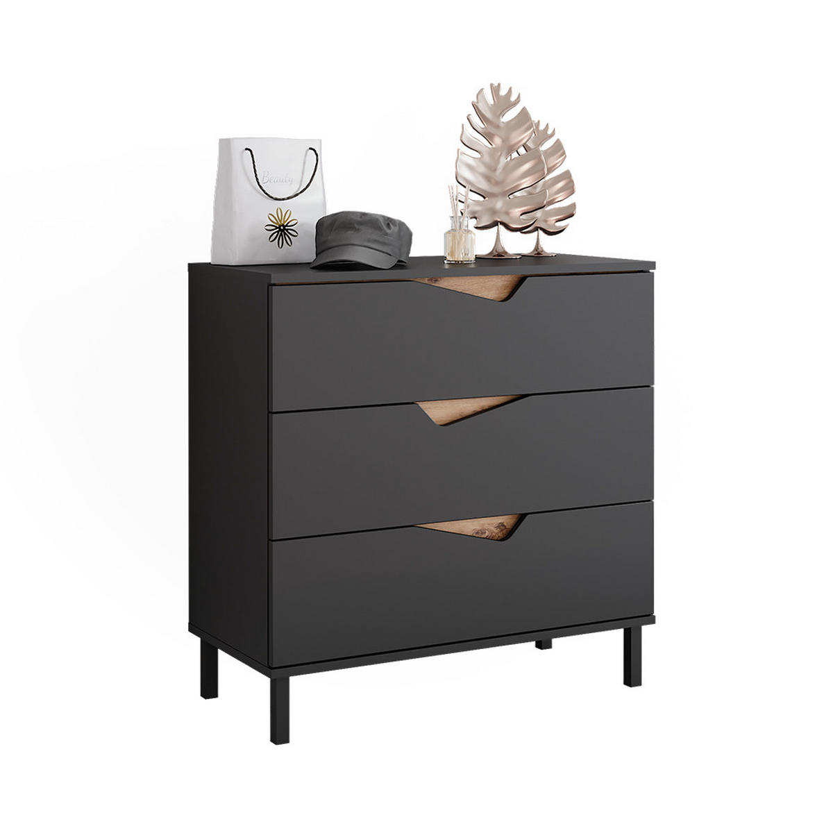 KREDENC Marelle Antracit/Artisan - antracitová, kompozitní dřevo (80/81.2/38cm) - Vicco