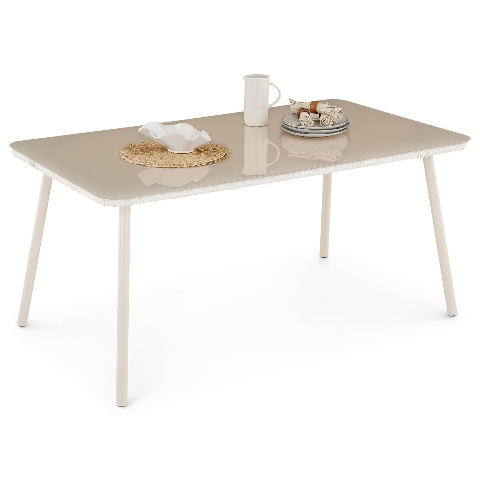 GARTENTISCH VOLONTE - Beige, Glas/Metall (90/160/75cm) - IDIMEX