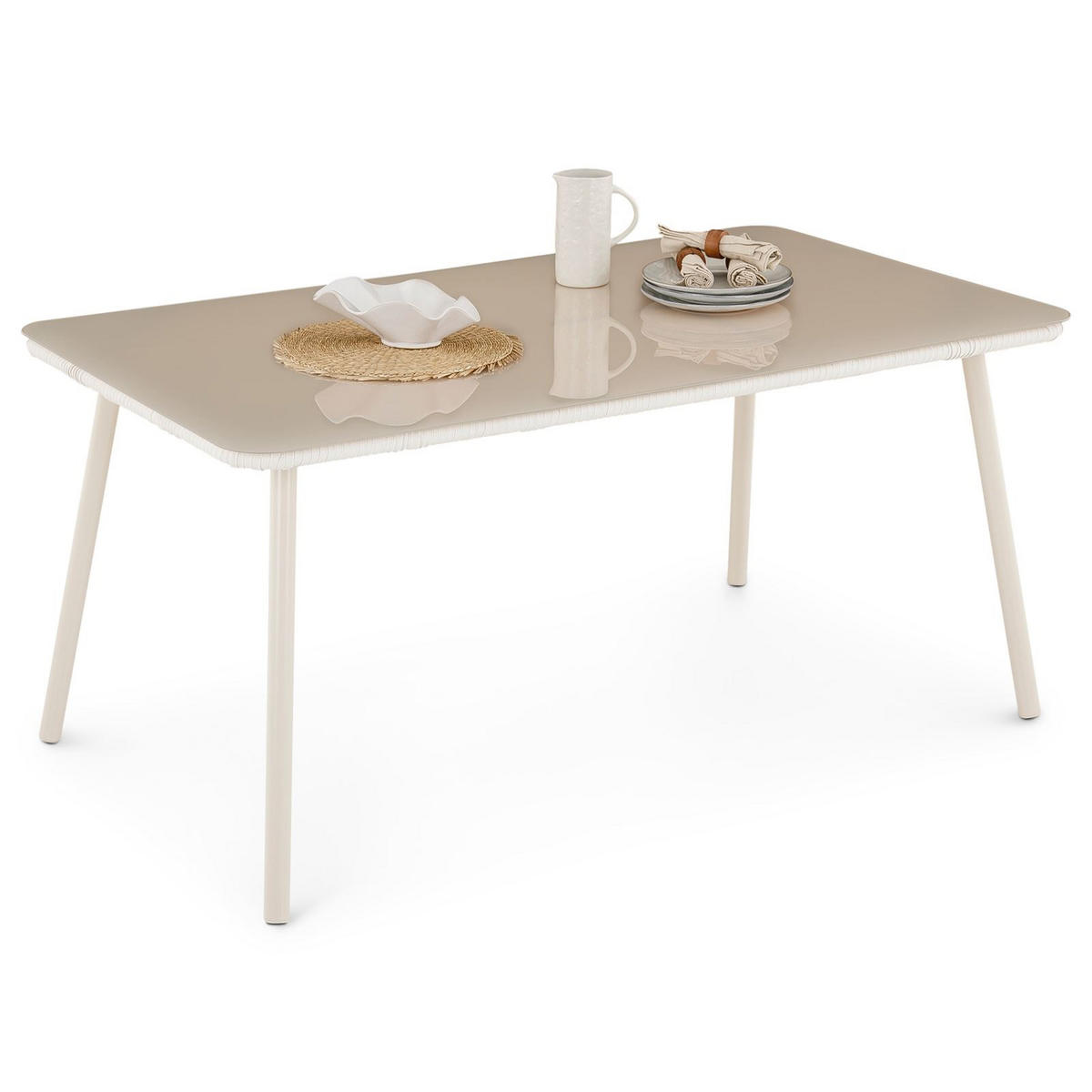 GARTENTISCH VOLONTE - Beige, Glas/Metall (90/160/75cm) - IDIMEX