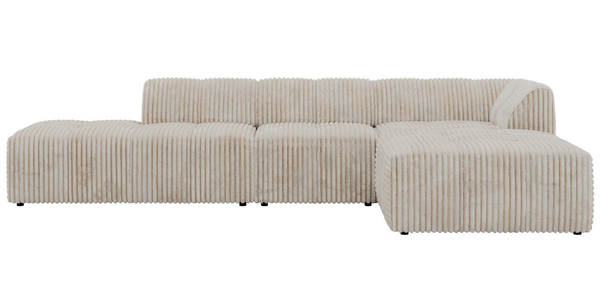 ECKSOFA GRIDA 3M L Beige Cord - Rechts - Beige/Creme, Kunststoff/Textil (176/335cm) - MKS